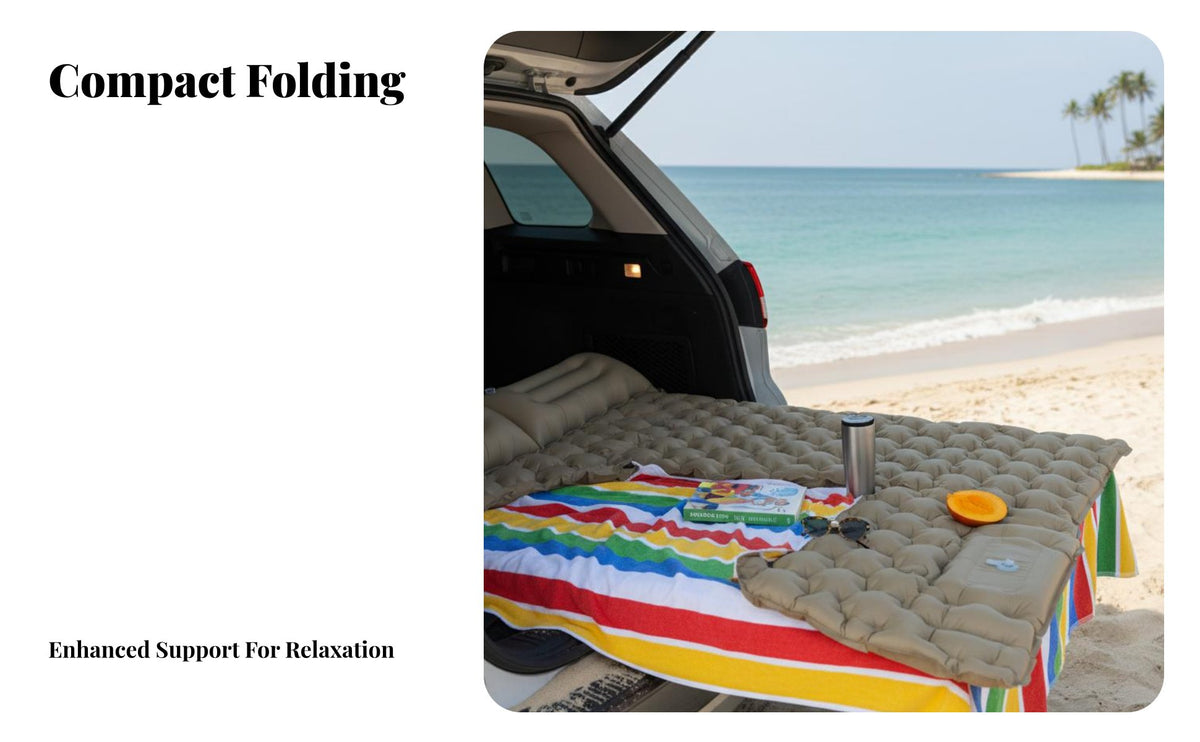 Lightweight Foot Pump Sleeping Mat Quick Inflation Portable Camping Bed Compact Camping Air Mattress with Pillow Long-Lasting for Campers, Outdoor Enthusiasts, Travelers, Car Travel, Hiking, Beach, Home