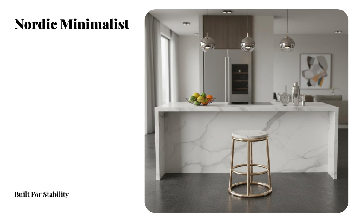 Minimalist Design Backless Round Bar Stool Sturdy Construction Nordic Design Counter Stool Built-in Footrest Backless Metal Barstool Versatile for Cafe Owners, Homeowners, Adults, Restaurant, Pub, Home, Dining Room