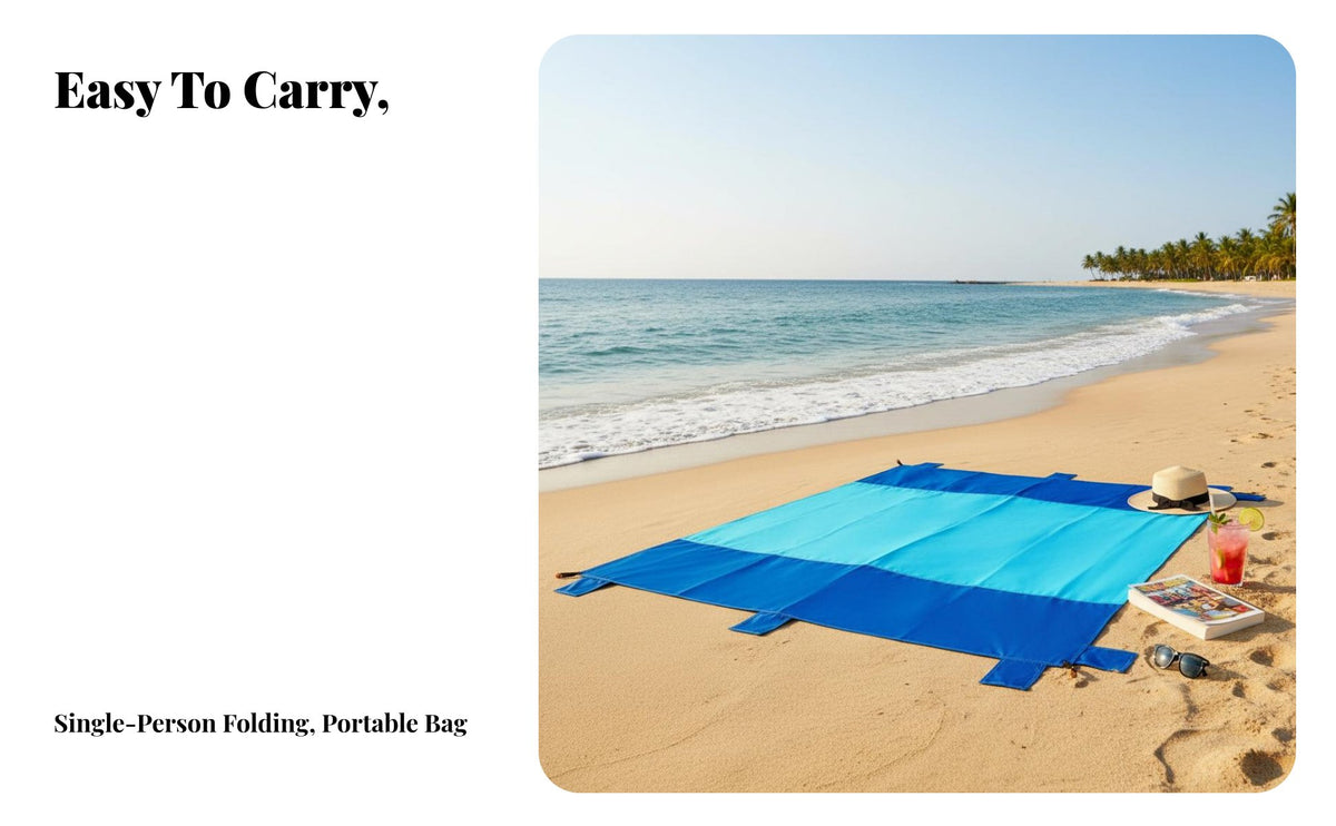 Sand-Proof Pocket Beach Blanket Portable Pocket Blanket Compact Picnic Sheet Waterproof for Beach&ventureers, Travelers, Picnics, Camping, Hiking, Travel