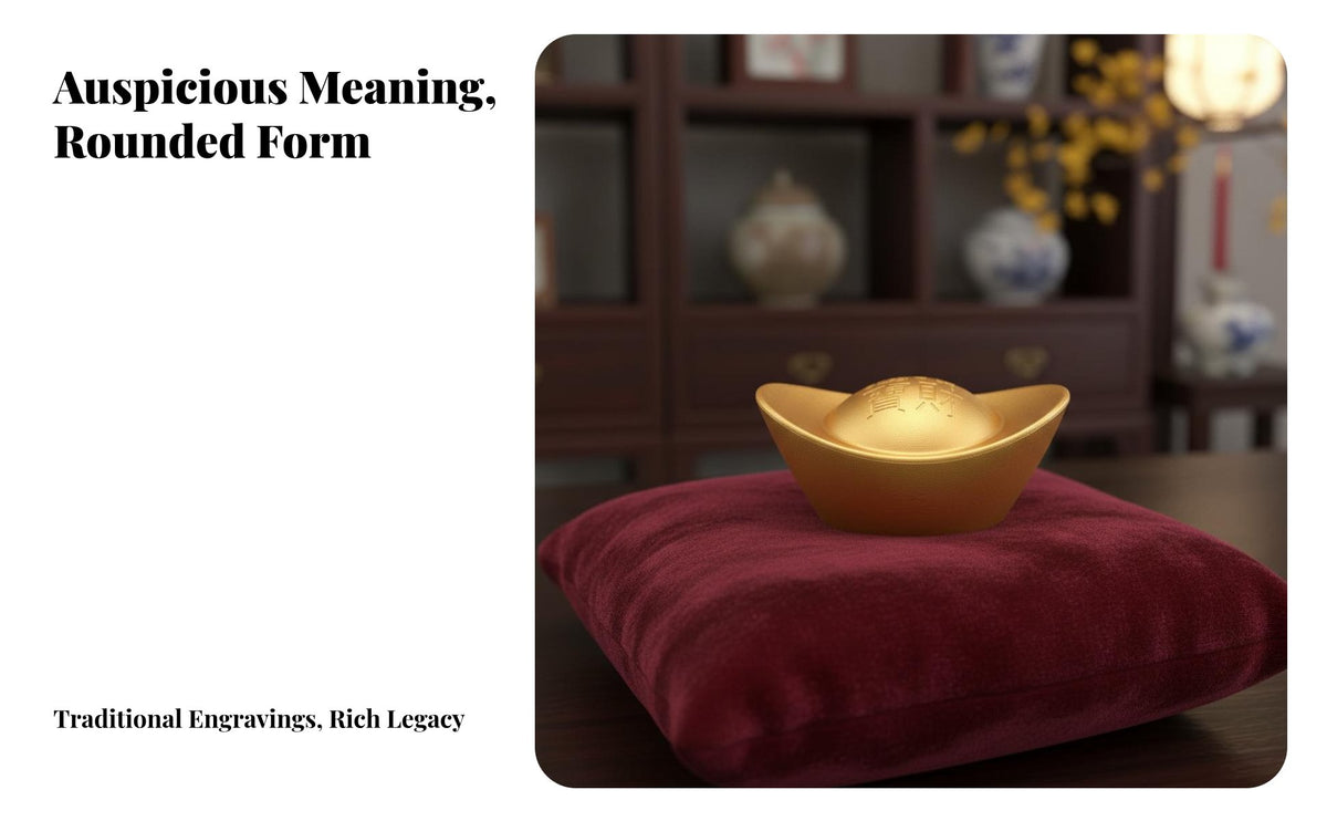 Chinese Gold Ingot Fine Workmanship Sturdy Alloy Ingot Metal Yuan Bao Retro Design Golden Wealth Token for Homeowners, Home