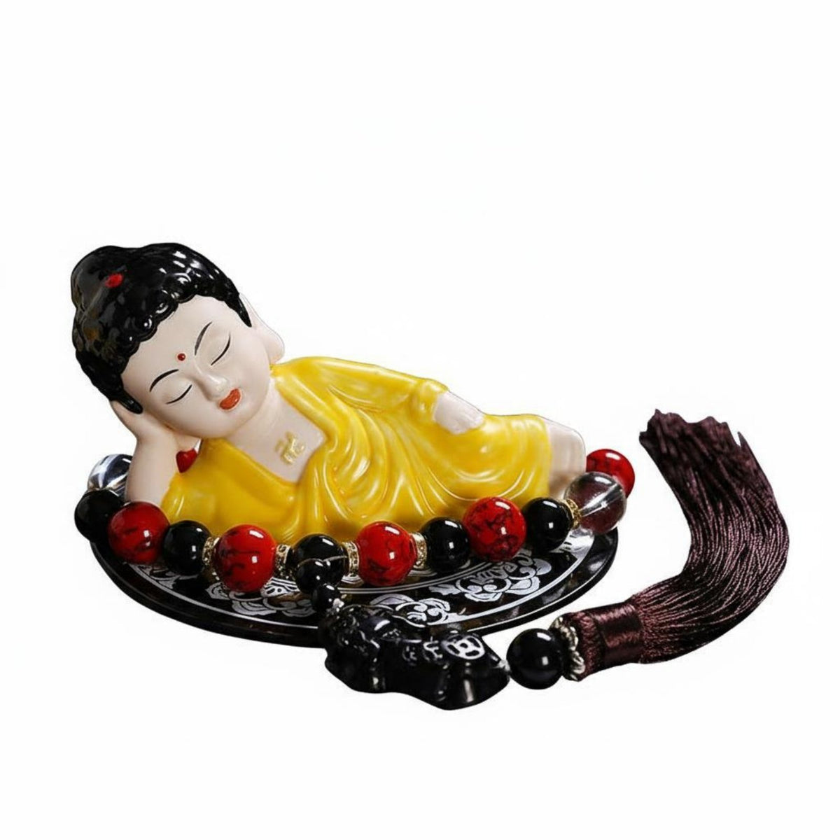 Zen Design Reclining Buddha Statue Intricate Ed Craftsmanship Sleeping Buddha Car Decor Serene Appearance for Meditation Space, Living Room
