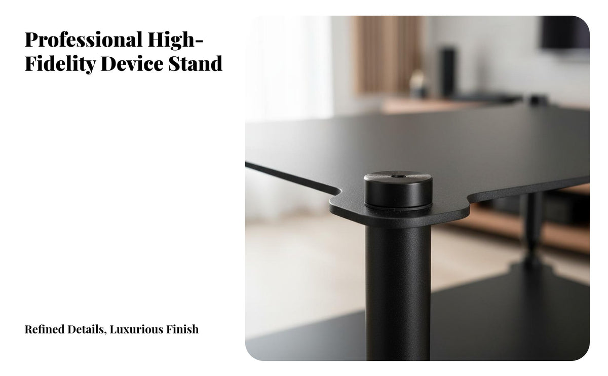 Sturdy Construction High-Fidelity Equipment Stand Vibration Reduction Aluminum Amplifier Stand Shock Absorbing Feet Multi-Tier Audio Rack Ventilated-Air Shelving for Audiophiles, Home Studio
