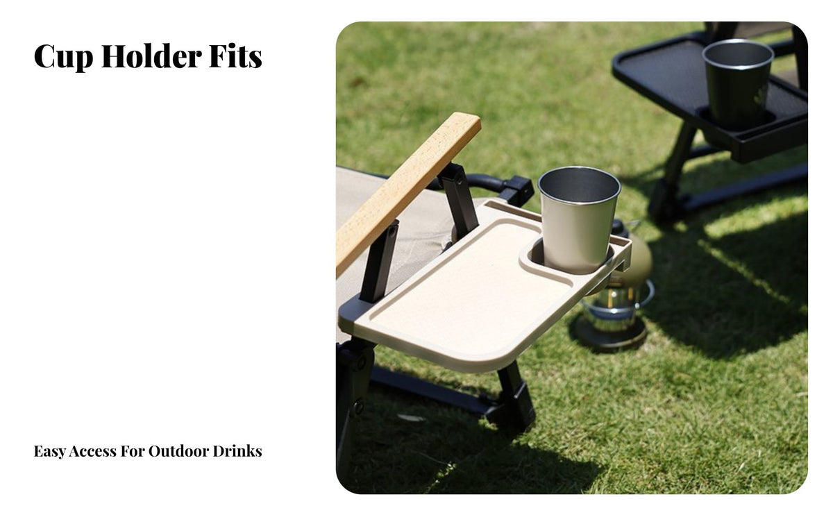 Folding Chair Storage Tray Portable Armrest Tray with Beverage Holder Easy to Install Folding Chair Snack Table for Fishermen, Camping, Picnics