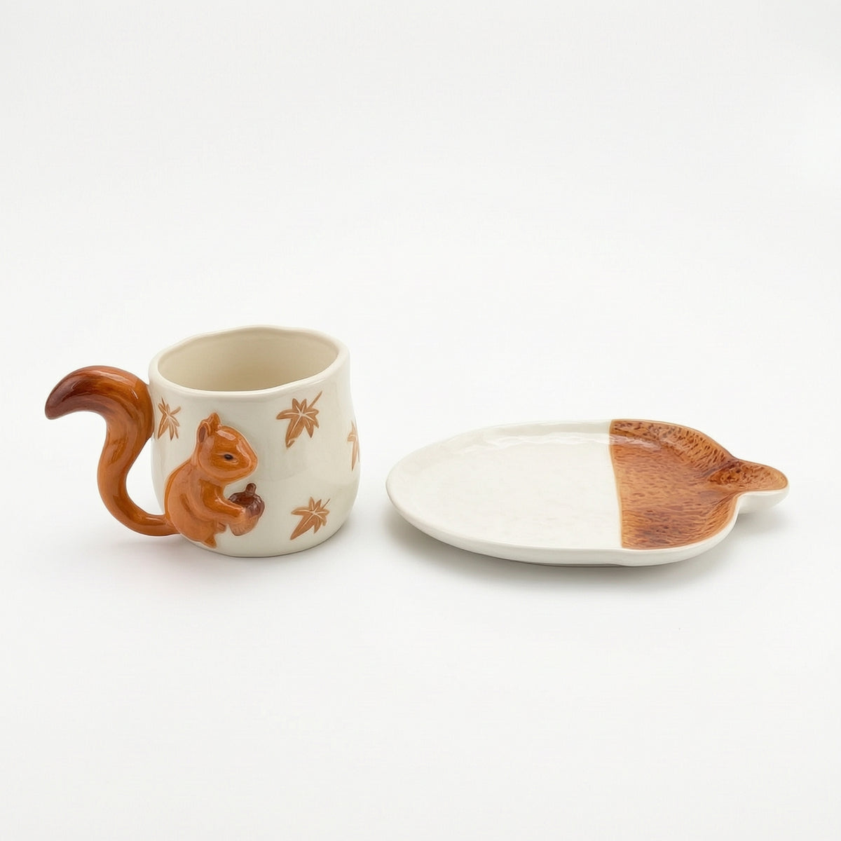 Squirrel Coffee Mug Hand-Painted Teacup Sculpted for Afternoon Tea, Office Desk