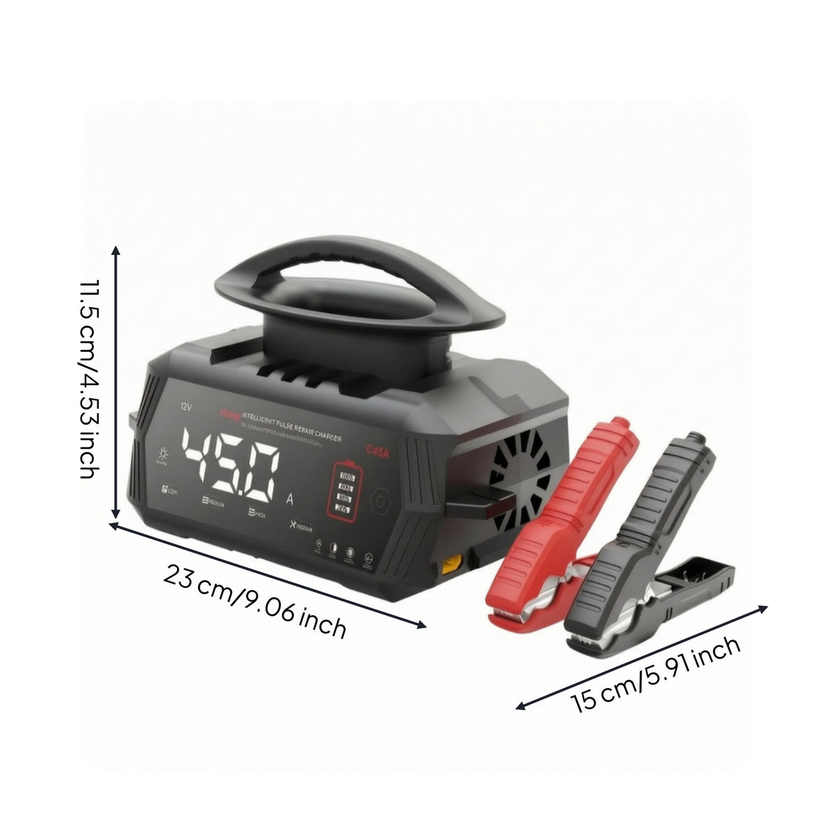 Battery Charger with Clamps 6V 12V 24V Smart Battery Charger Crocodile Clips with Insulation Cover Digital for Car Owners