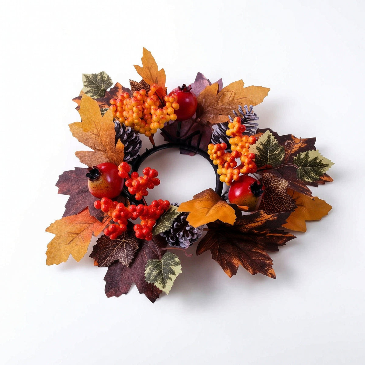 Autumn Candle Wreath Thanksgiving Fall Candle Wreath Table Centerpiece Wreath Harvest Seasonal for Hosts, Mantel, Entryway