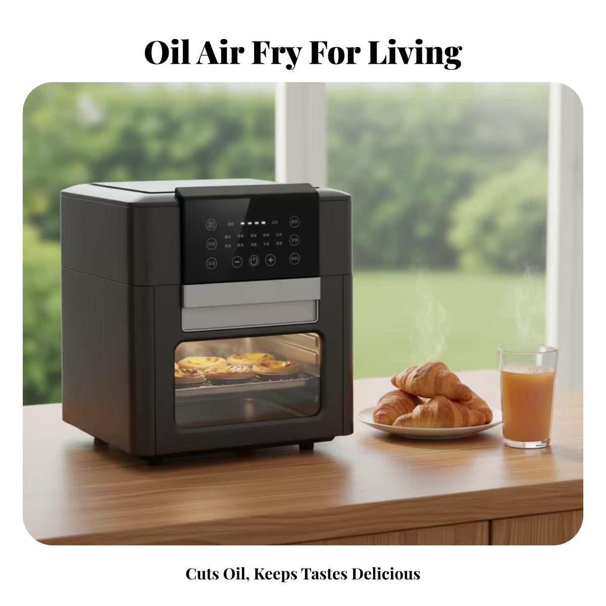 Space Gray Air Fryer Oven Viewing Window Tabletop Air Fryer Oven