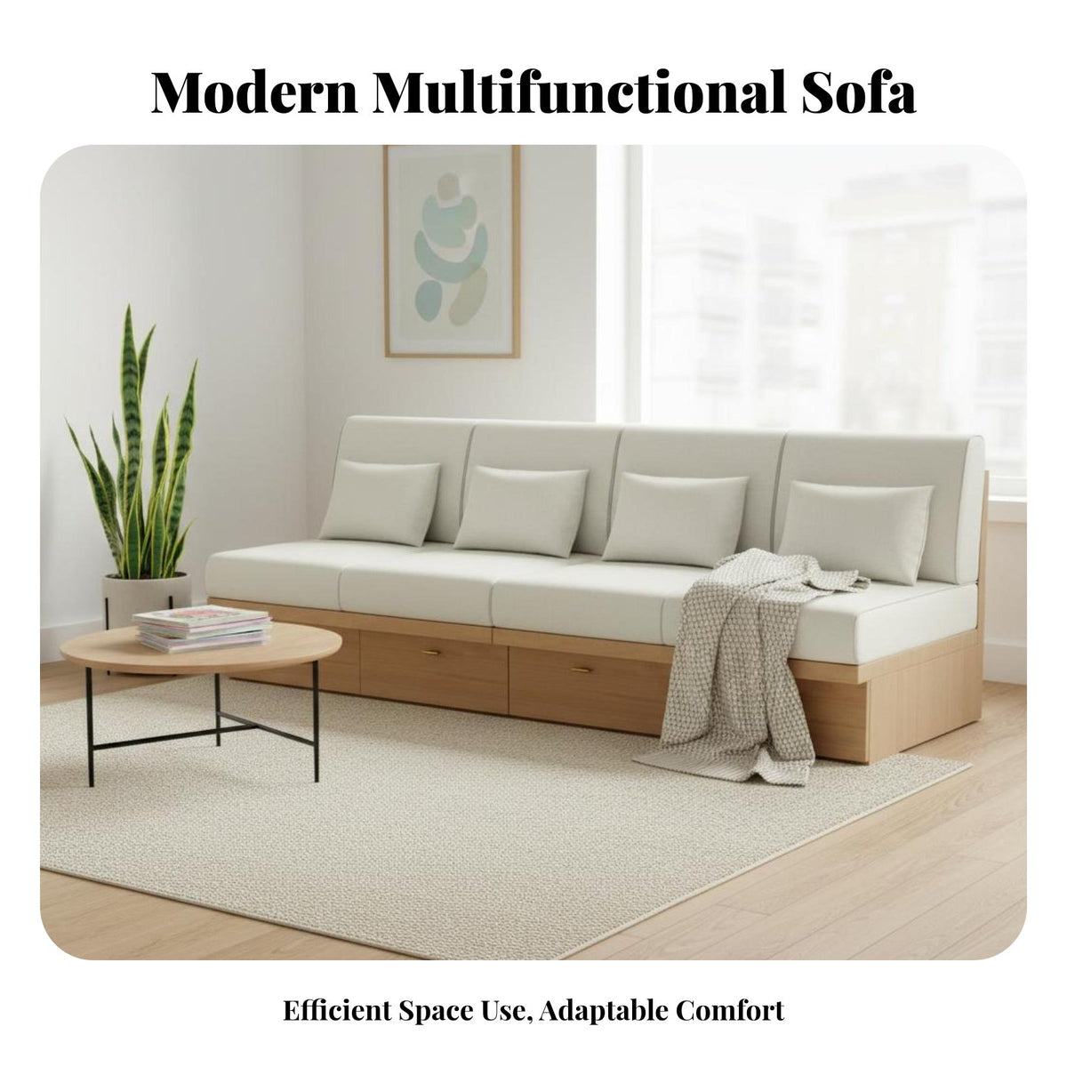 Armless Storage sofa Space-Saving sectional Storage Lounger Modern aesthetic Living Room Furniture for Apartment Dwellers, Young Adults, Lounge Area