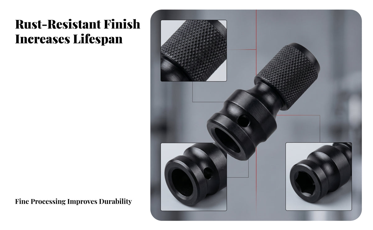 5 Pieces Knurled Grip Telescopic Bit Adapter Square Drive Screwdriver Bit Adapter Black Metal Tool Accessory Retaining Pin