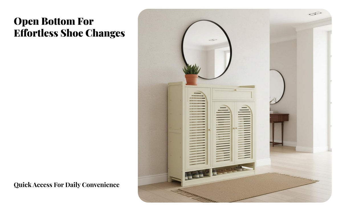 Multi-Layer Footwear Organizer High Capacity Entryway Shoe Storage Cabinet Ventilated Design for Homeowners, Apartment Dwellers, Living Room, Closet