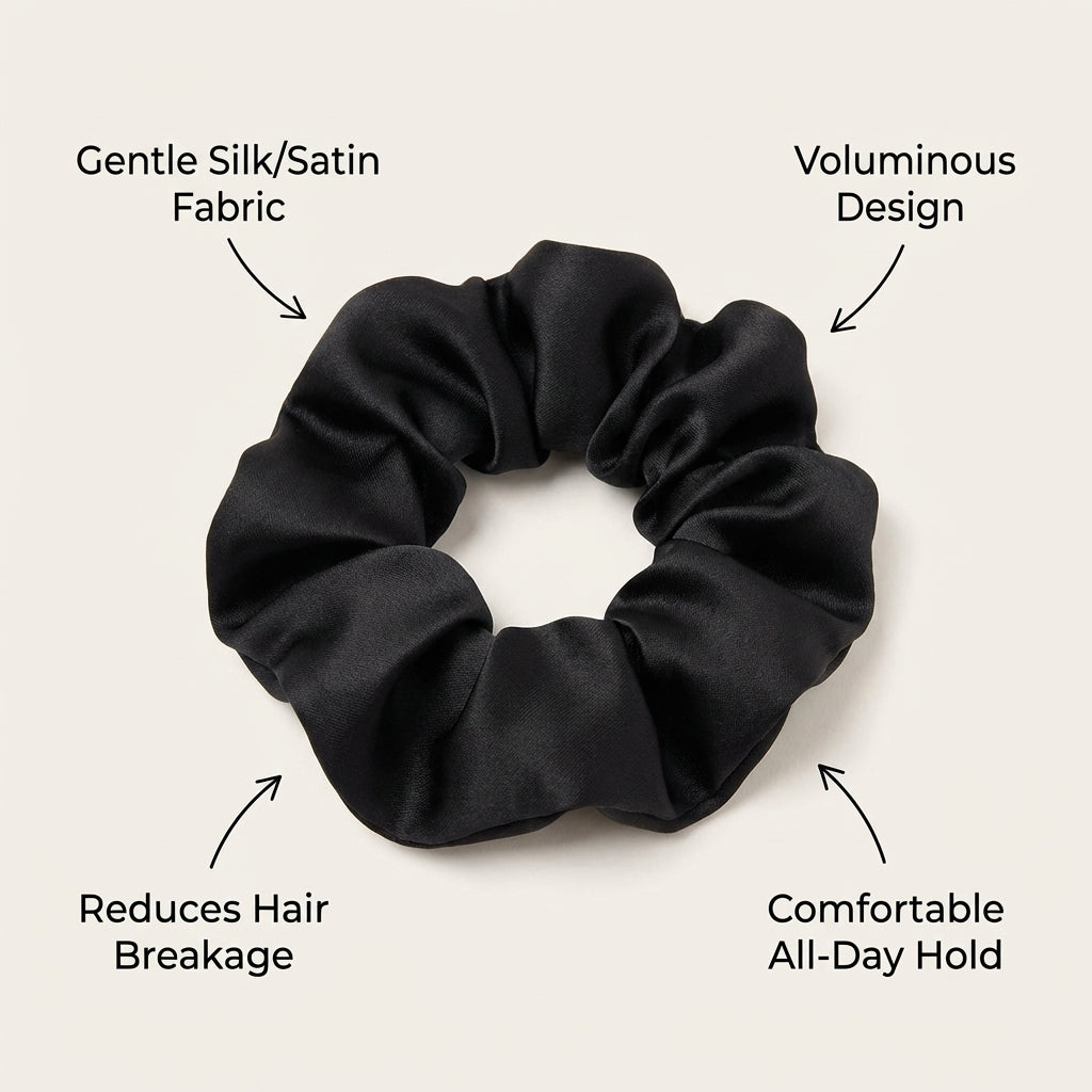 silky Hair Ties Ponytail Holders for Women, Handmade Elastic Scrunchy Set for Adults, Small Gifts for Bulk
