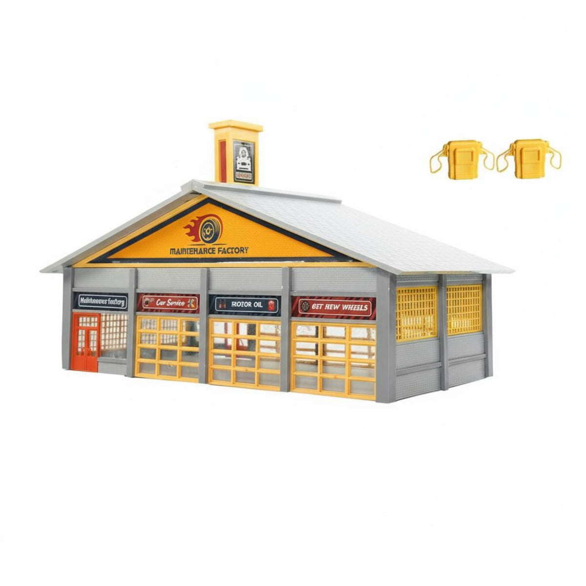 Detailed Scenery 1:87 Scale Car Repair Shop Realistic Details HO Scale Model Kit Requires Assembly Miniature Garage Building Kit High Imitation Decoration for Hobbyists, Adults, Sand Table Displays