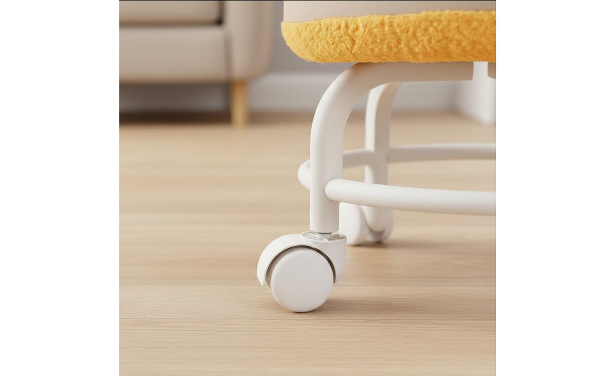 Universal Wheels Sherpa Caster Stool Low-Profile Design Toddler Mover Stool High-Density Foam Cushion Household Furniture Solid Wood Frame for Toddlers, Kids, Technicians, Salon, Living Room, Entryway