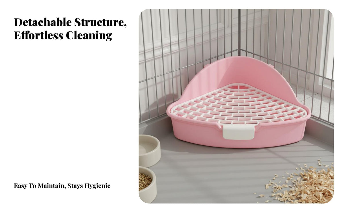 Hare Waste Tray with Grate Water-Resistant Guinea Pig Corner Litter Pan Detachable Design Guinea Pig Toilet for Bunnies
