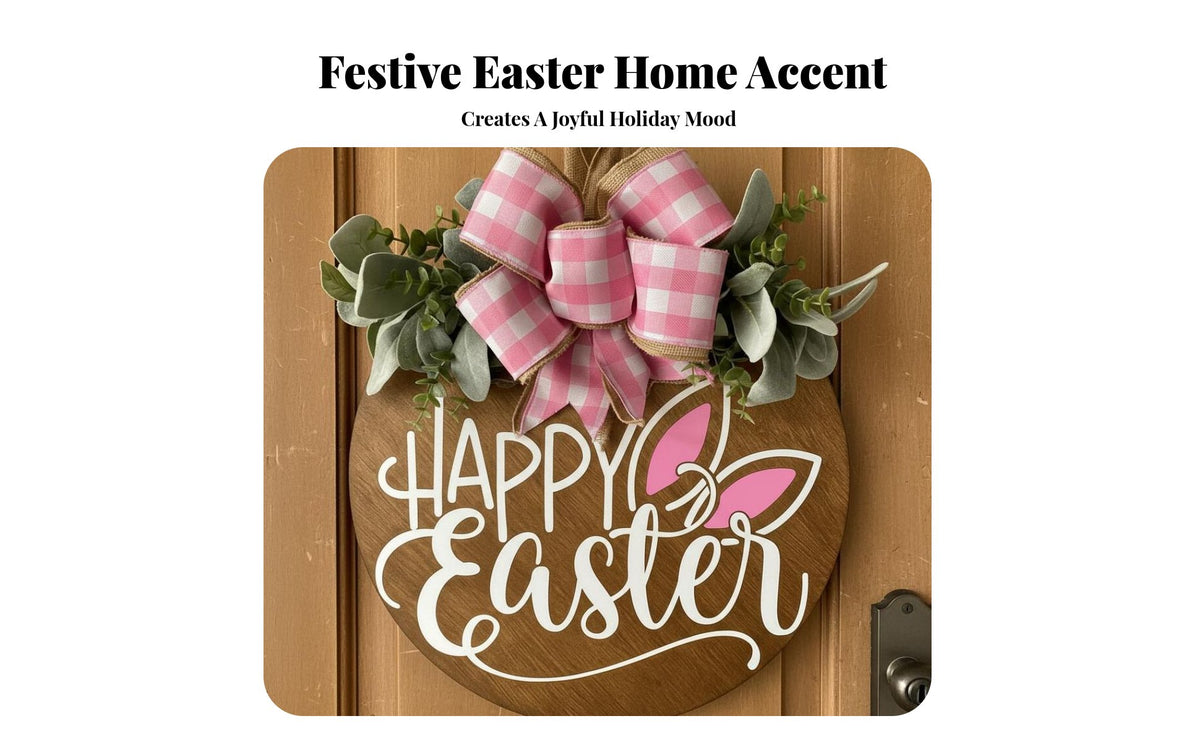 Easter Door Hanger Ready to Hang Easter Door Sign Sturdy Wood Bunny Welcome Sign for Homeowners, Party Hosts, Entryway, Living Room, Office