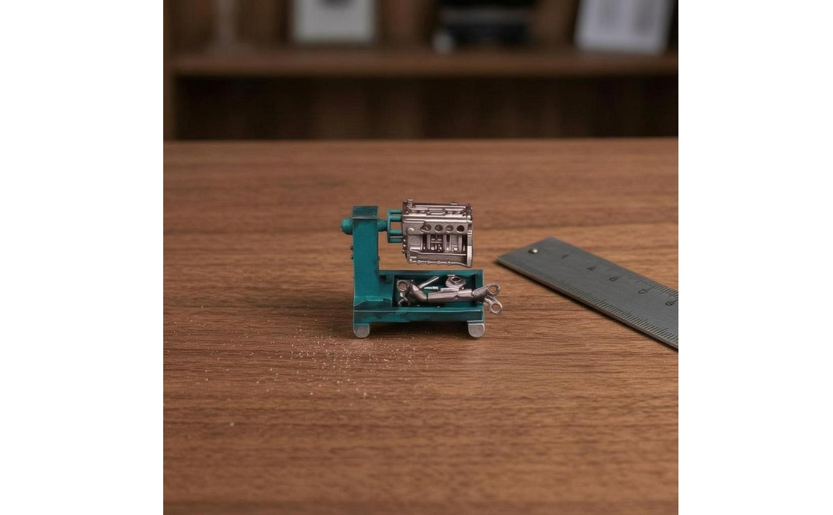 1:64 Scale Engine Maintenance Stand Teal-Green Repair Rack Model Miniature Engine Stand Model Silver-Toned Silver for Hobbyists
