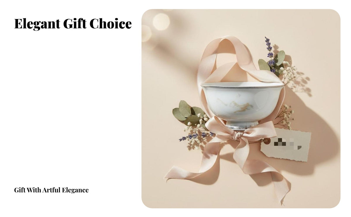 Ceramic Dinnerware Set with Hillside Landscape Pattern, Bone China, Gift Box, High-Temp Glaze, Home, Wedding
