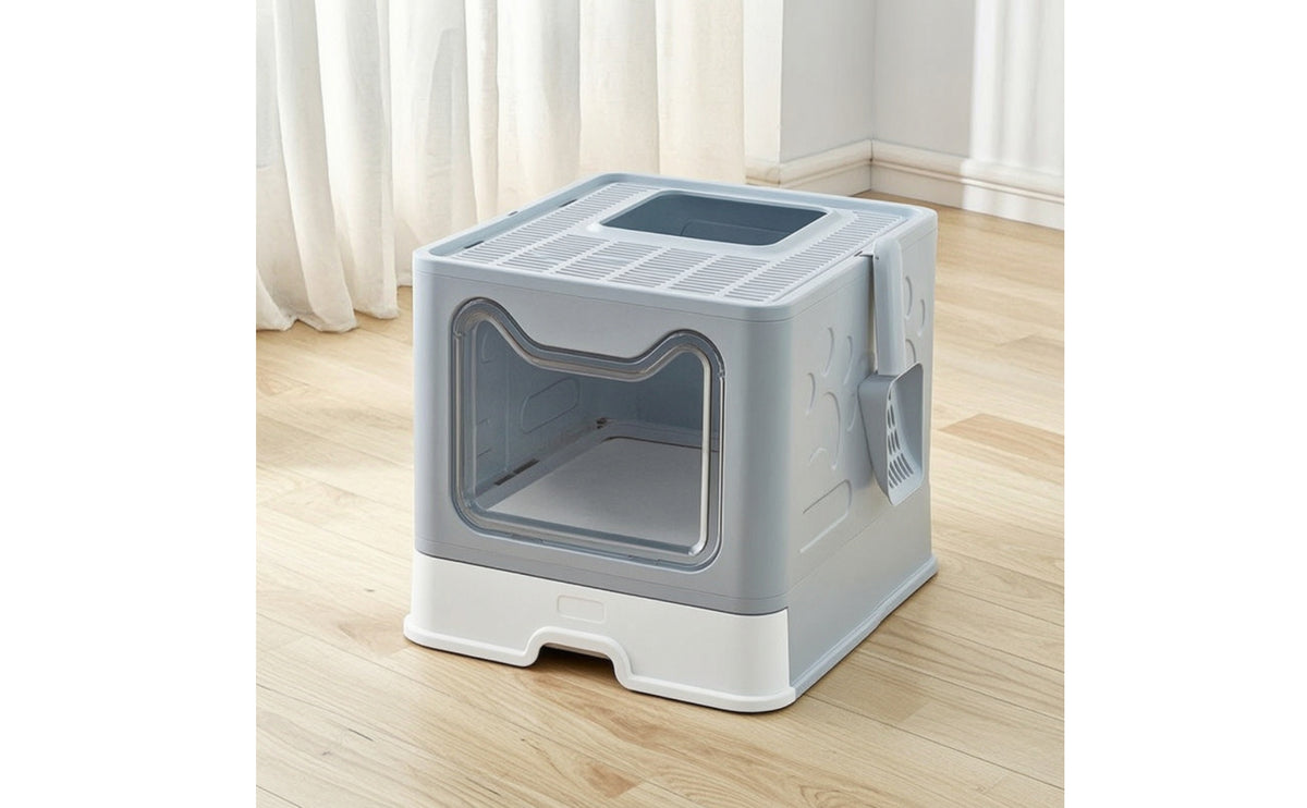 Cat Litter Pan with Drawer Pull-out Enclosed Litter Pan Easy to Pet Hygiene Supply for Indoor, Apartments