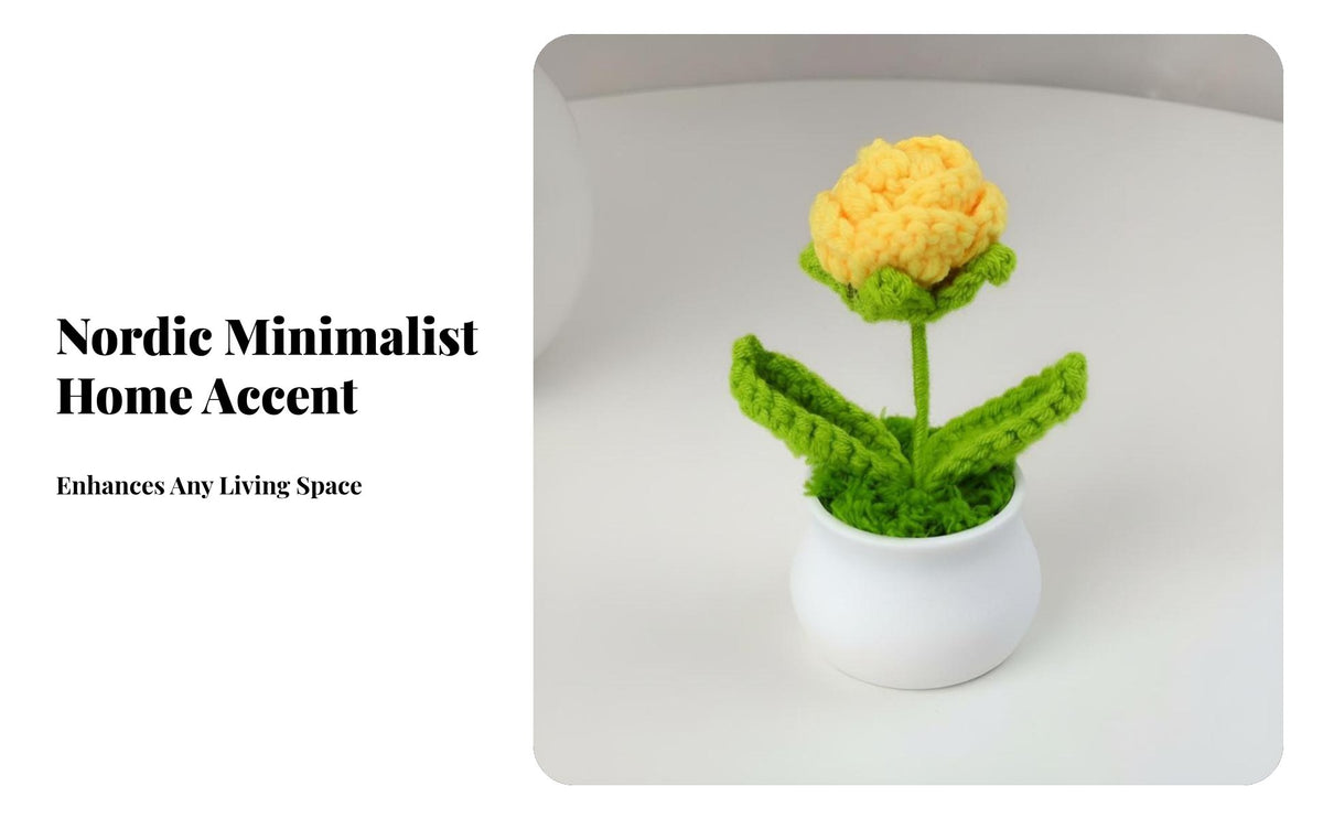 Knitted Yarn Solar Bloom Artificial Flower Pot, Mini Home Decor, Teacher's Day Gift