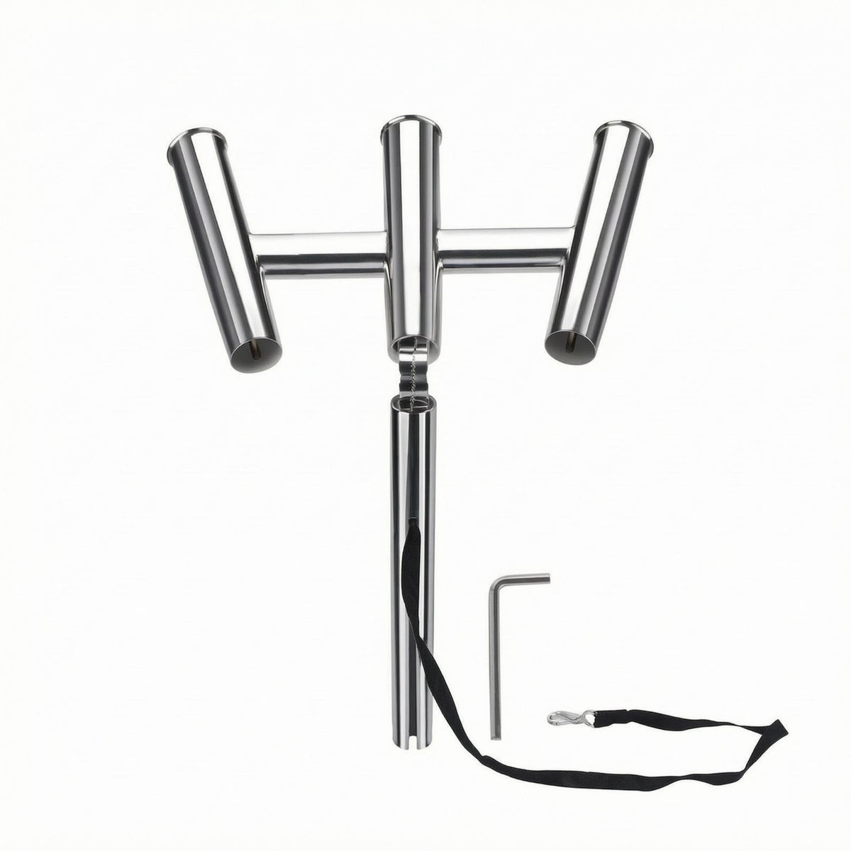 Retaining Strap Boat Fishing Rod Holder Polished Metal Multi-Angle Rod Holder