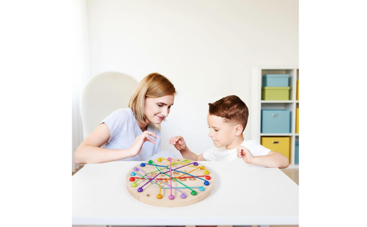 Wooden Rope Untangling Brainteaser Game with Elastic Cords