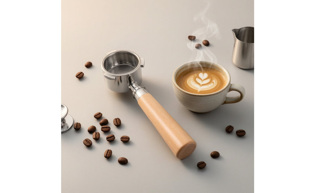 Improves Extraction 51mm Bottomless Portafilter Reduces Spraying Espresso Portafilter Set Three Ear Coffee Handle for Baristas, Home Cafe