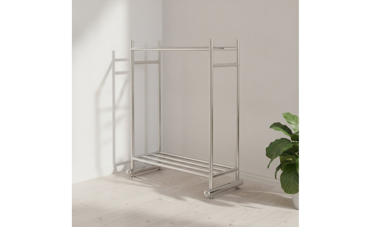 Heavy Duty Double Rod Clothes Rack Space-Saving Double Rod Clothing Rack Long-Lasting Furniture Stable for Laundry Room