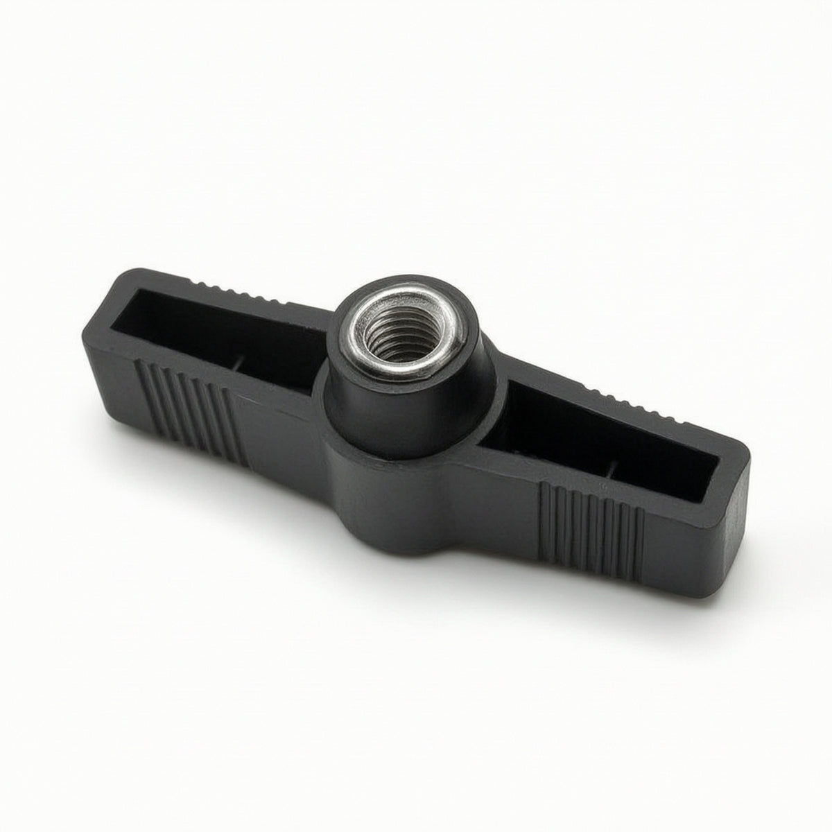 Compact T-Handle Nut with M8 Thread Ribbed Hand Tightening Nut Matte Clamping Knob with Through Hole Low-Height for Furniture