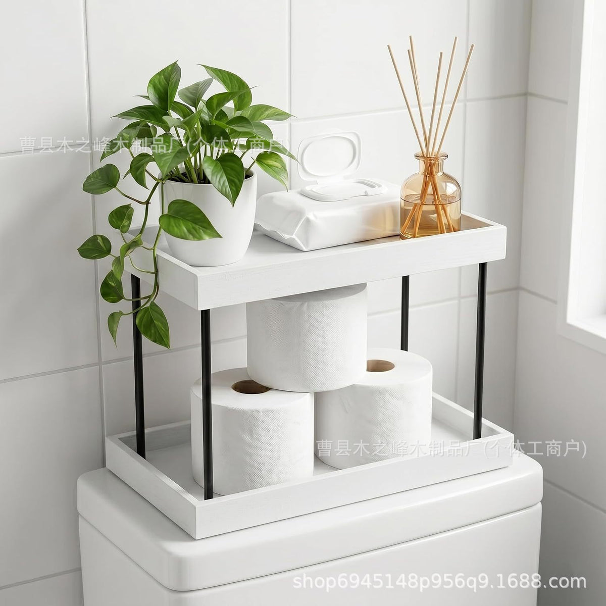 Multi-layer Wooden Storage Shelf for Bathroom Counter