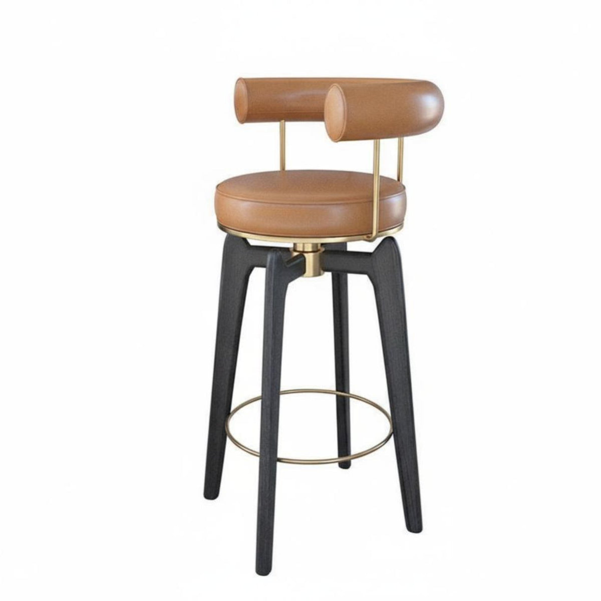 Rotating Wooden Stool with Woven Seat full Wood Bar Chair mid-centuryera Modern Design Home Seating Built-in Footrest for Restaurant Owners, Homeowners, Interior Designers, Kitchen Island, Cafe, Dining Area