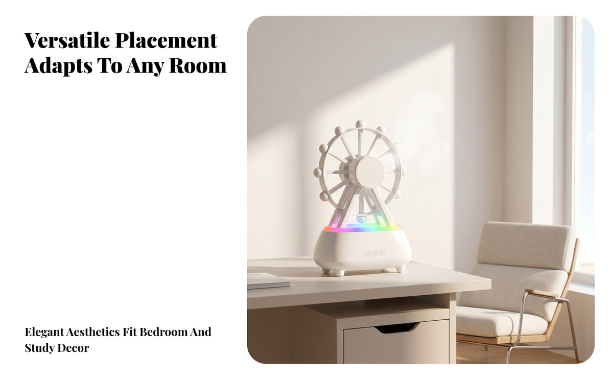 Rotating Desktop Wheel Humidifier Mist Output Room Accessory for Bedroom