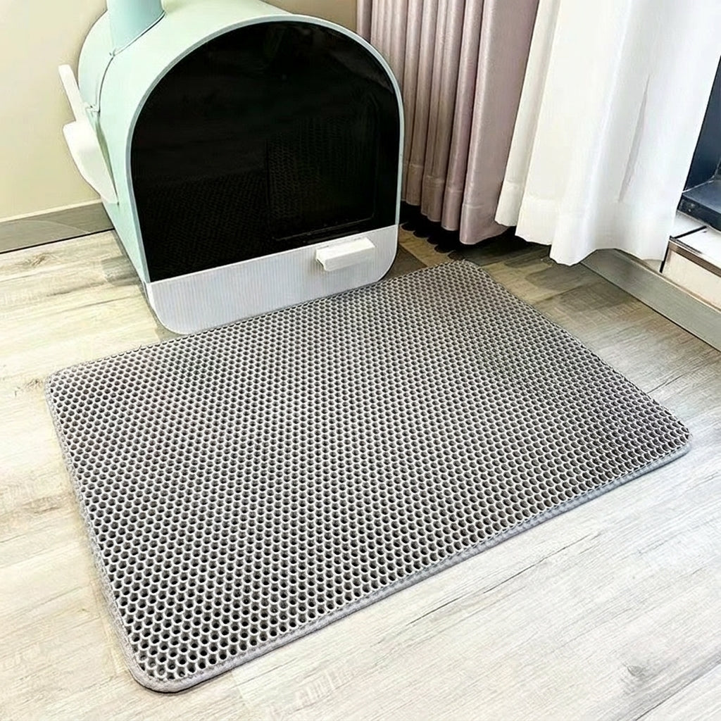 Cat Litter Mat with Double Layer Honeycomb Structure, EVA Cat Mat for Litter Trapping, Customizable Size Non-Slip Design for Home Indoor Pet Dog