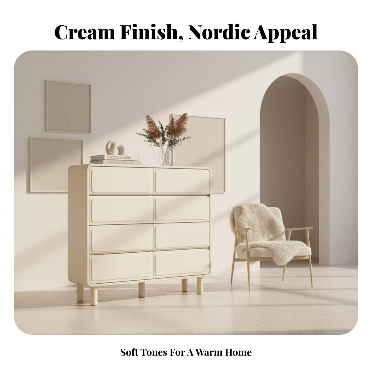 Space-Saving Slim Multi-Drawer Cabinet Creamy off-white Finish Chest of Drawers Modern design Storage Furniture Sturdy Construction for Apartment Dwellers, Students, Homeowners, Bedroom, Living Room, Small Spaces, Entryway