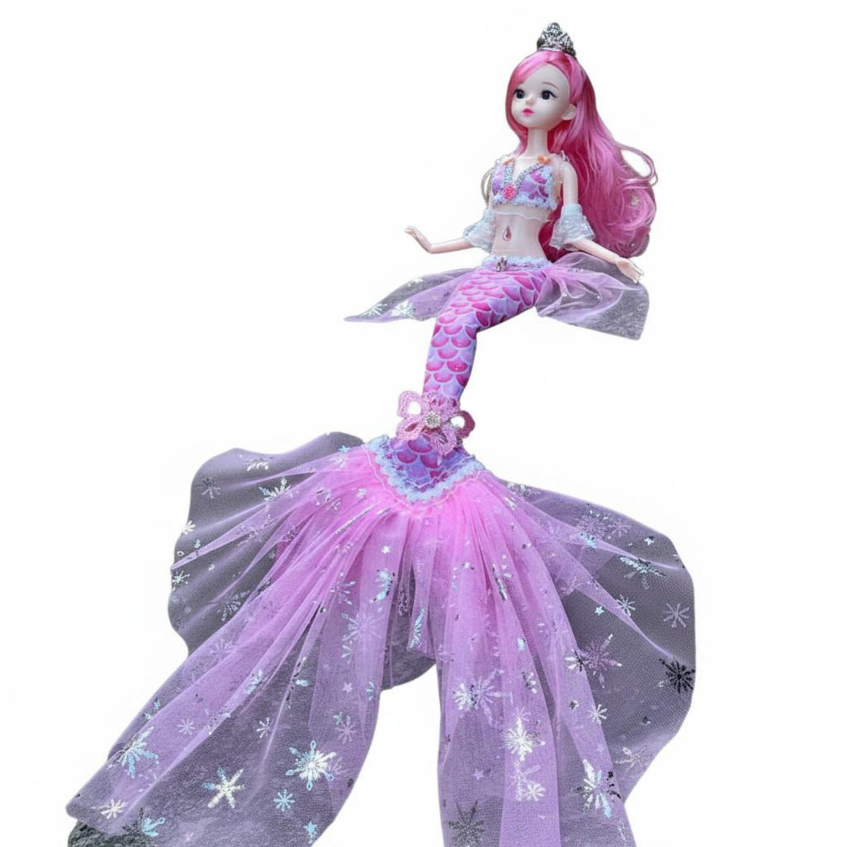 Mermaid Princess Doll 11 Movable Joints Aquatic Tail Princess Toy Articulated Mermaid Doll Three-Dimensional Realistic Eyes