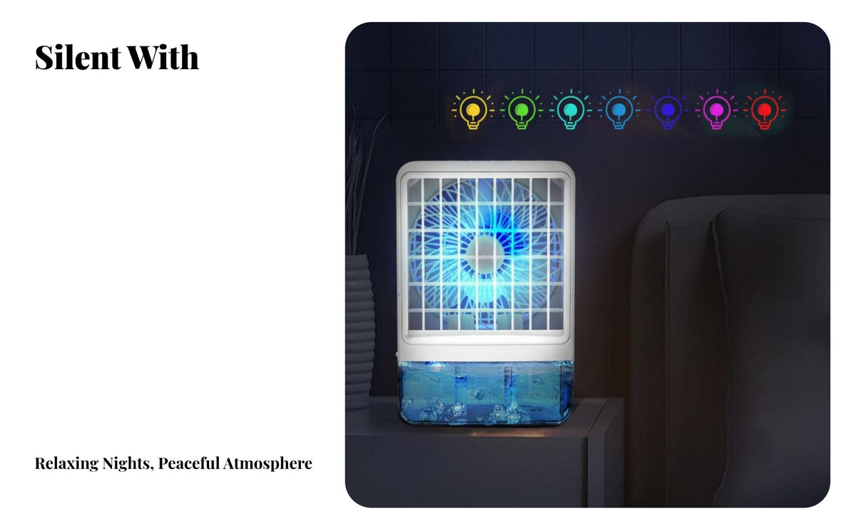 Multi-Function Air Chiller Humidifier Quiet Mini Water Cooling Fan Adjustable Ventilation Stream Portable Air Chiller for Office, Bedroom, Dorm Room