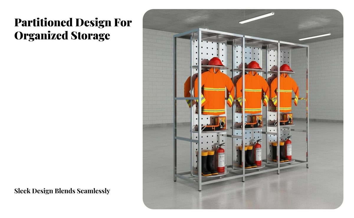Double-Sided Fireman Uniform Rack No Assembly Required Rotating Turnout Gear Stand Firefighter Gear Rack for Firefighters, Fire Station, Locker Room