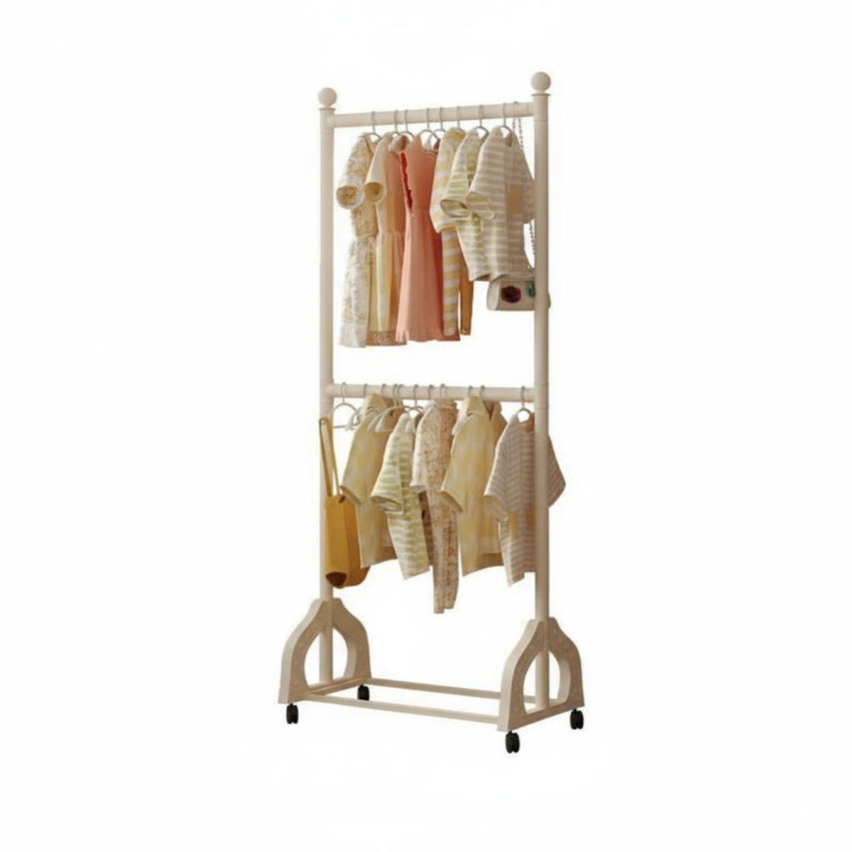 Child-Sized Height children's Mobile Clothes Rack Multi-Functional Toddler Clothing with Shelf Stable U-Shaped Base Garment Stand Strong Load-Bearing for Toddlers, Babies, Parents, Playroom, Nursery, Entryway, Laundry Room