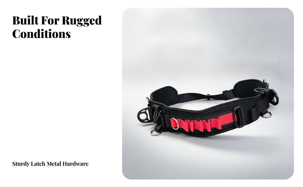 Hands Camera Waist Belt | Multiple Attachment Points, Camera Belt with Metal Rings, for Outdoor photography