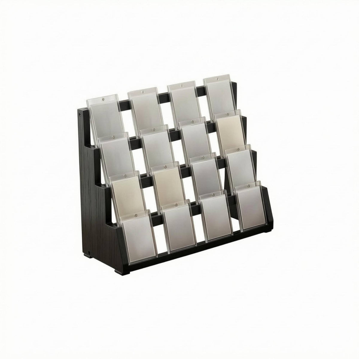 Polished Finished 4-Tier Wooden Card Display Stand Rectangular Base Tiered Card Display Rack Tabletop Multi-Purpose