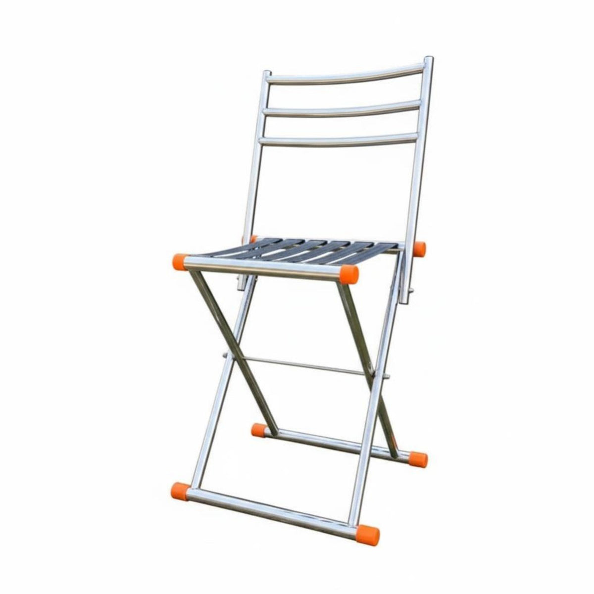 Foldable Design Cross-Frame Strap Chair With Back Support Folding Seat Heavy-Duty Portable Seating Non-Slip Feet for Anglers, Campers, Fishing, Outdoors Trips, Picnics
