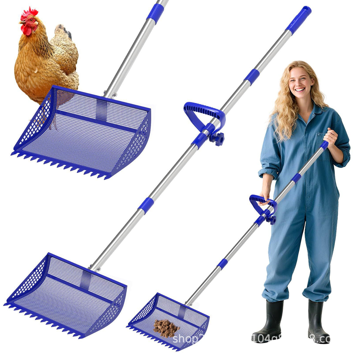 Cross-border Pet Chicken Poop Scoop Adjustable Cat Litter Scoop Horse Manure Scoop Beach Shovel