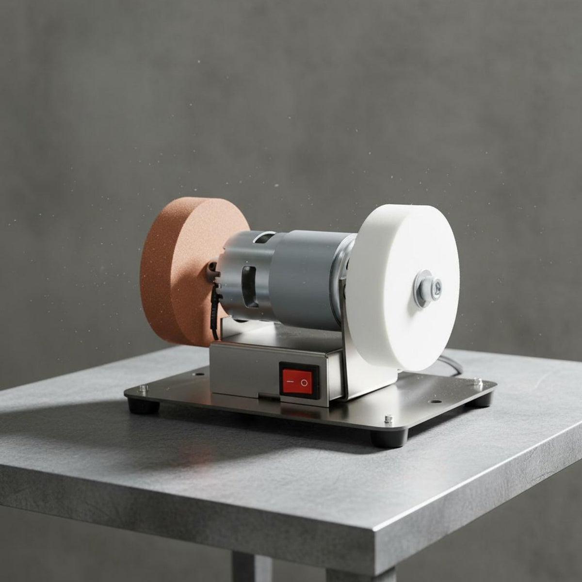 Multi-Functional Electric Benchtop Grinder Pure Copper Engine Double Wheel Bench Grinder 7-Speed Adjustable Mini Grinding Machine Stainless Steel Base for DIY Enthusiasts, Home, Workshop, Garage