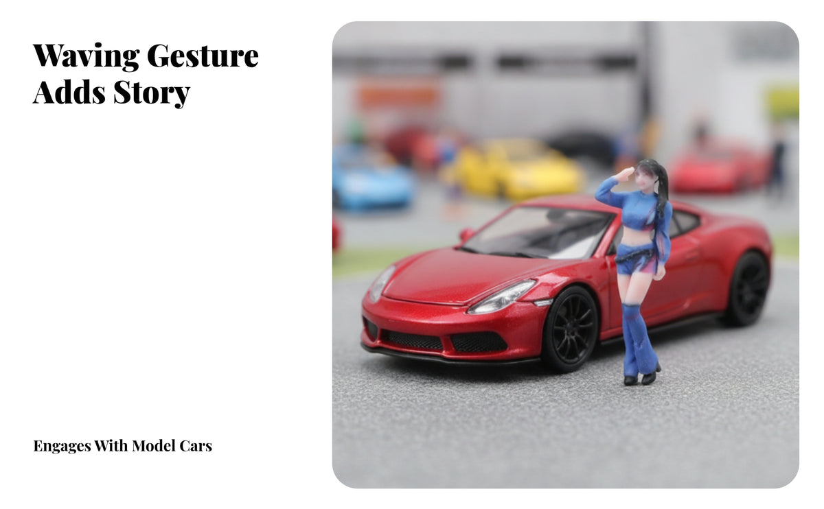1/64 Scale Saluting Female Figurine with Blue Outfit