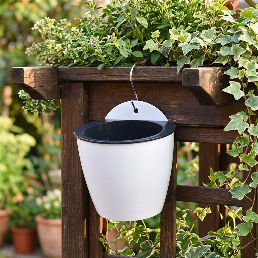 Plant Pots for Indoor Plants and Outdoor Plants, Self Watering Hanging Basket with Wall Mount, Half Round Hanging Style, Fence Planters