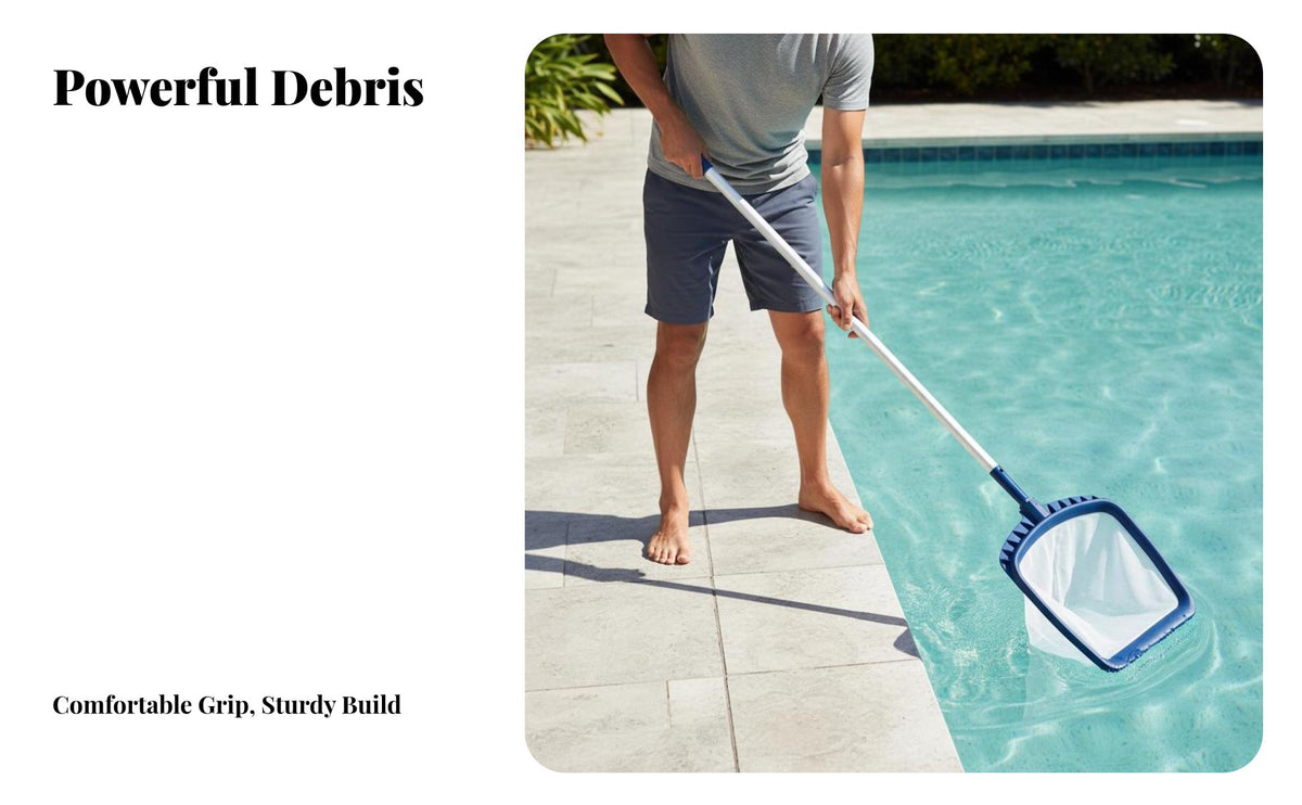 Deep Bag Foliage Net Sturdy Frame Deep Bag Foliage Skimmer Fine Mesh Pool Net Reinforced Fine Mesh Pool Rake Large Capacity