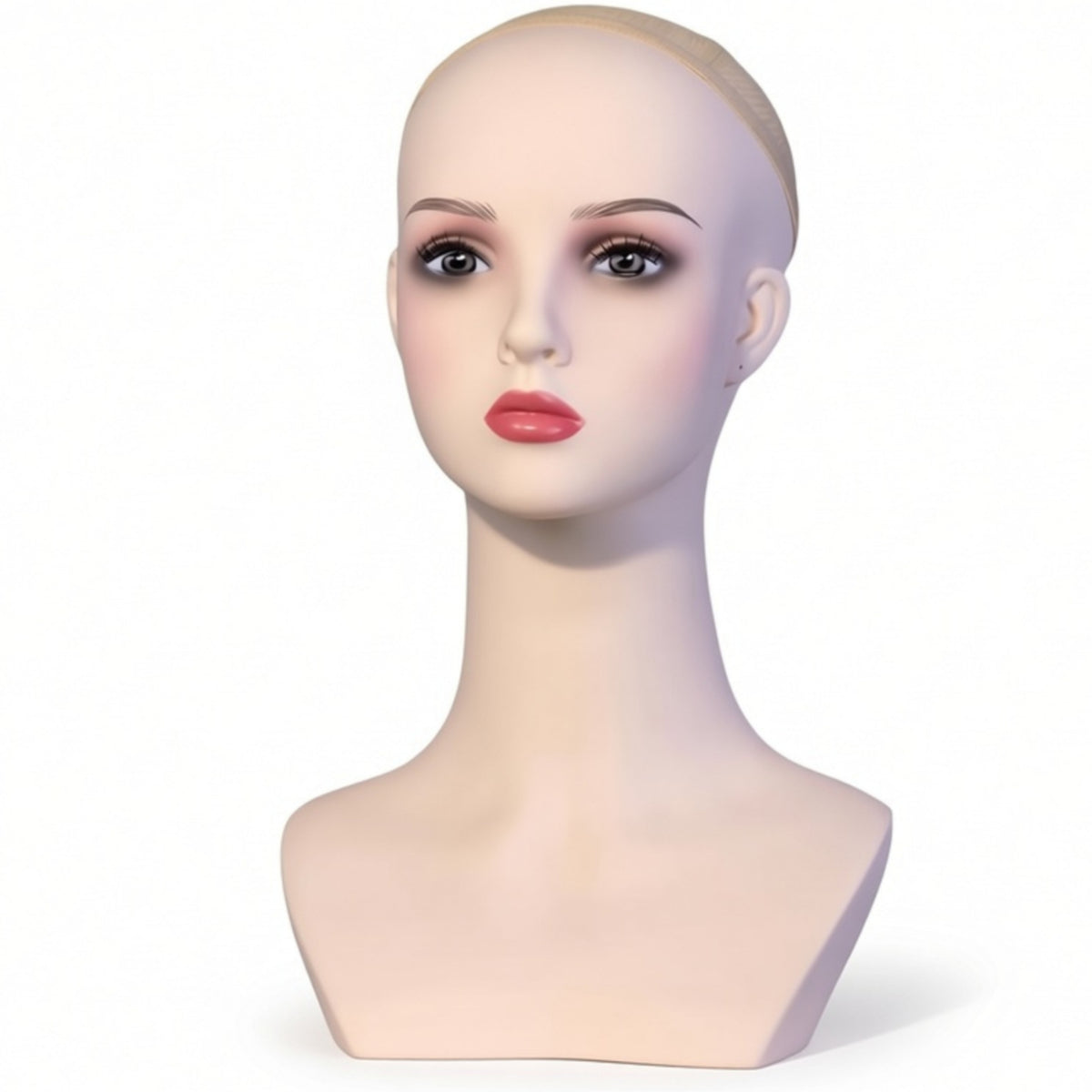 Mannequin Head with Shoulders Realistic Hairpiece Stand Skin Tone Cosmetology Head for Cosmetologists