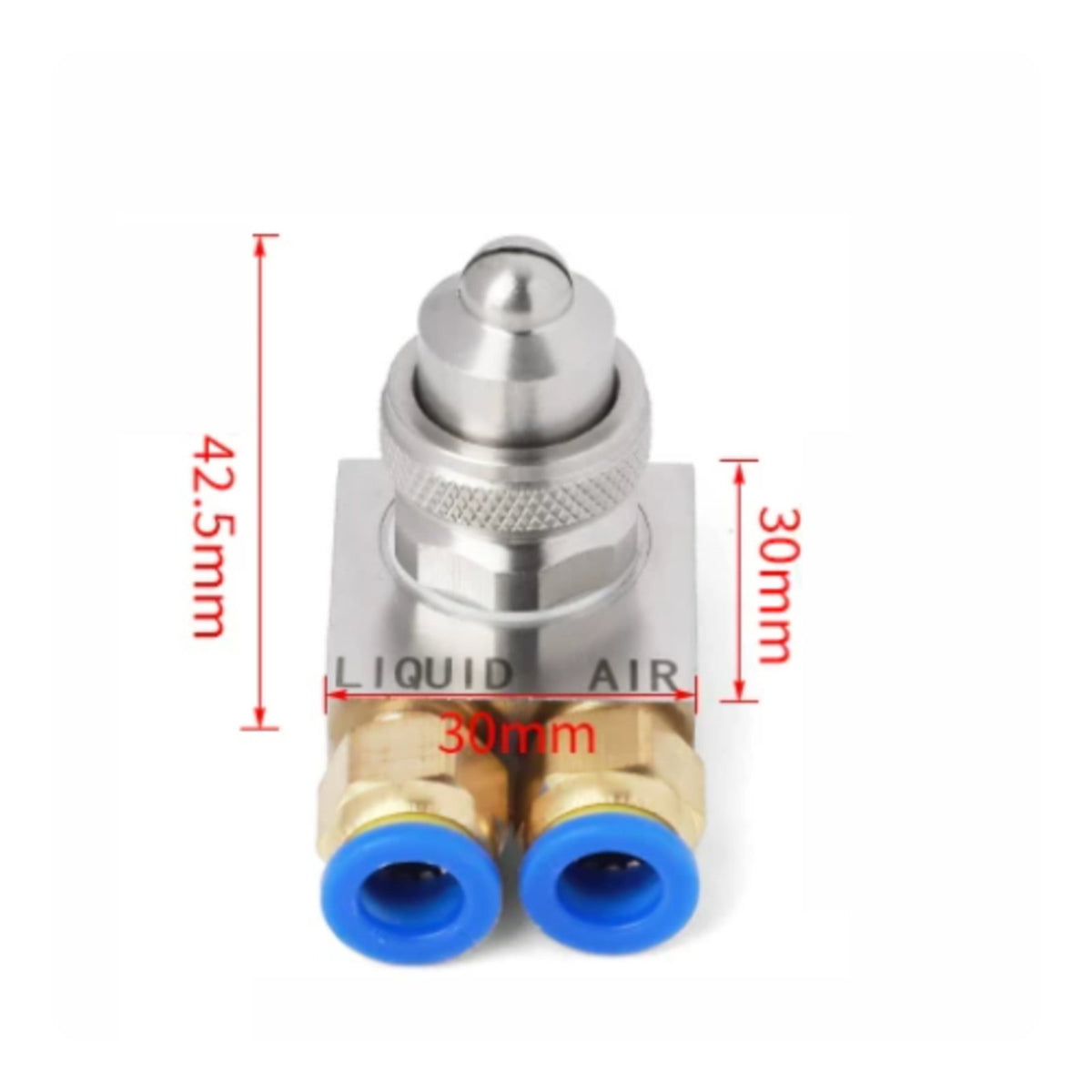 Fine Atomization Wide Angle Humidifying Nozzle Two-Fluid Spray Nozzle Adjustable Flow Stainless Steel Misting Head for Humidification, Cooling, Dust Suppression