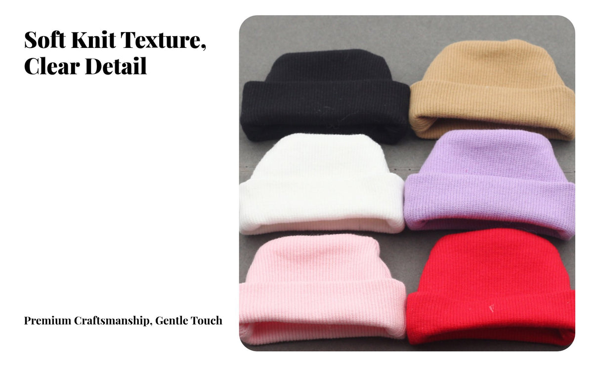 Cuffed Doll Hat Soft & Comfortable Miniature Knitted Hat Ribbed Texture Miniature for BJD Enthusiasts