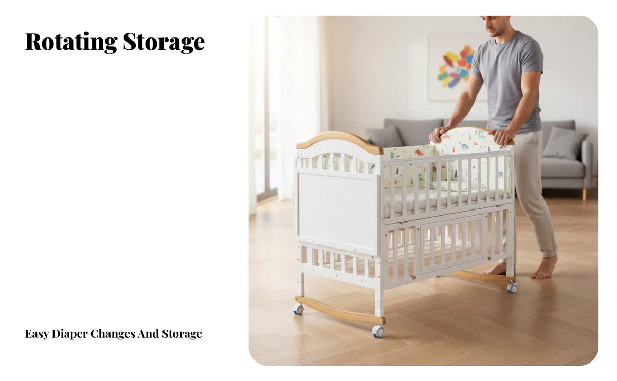 Wheeled Bedside Sleeper Bassinet Rocking Function Transformable Bedside Sleeper Extendable Design Infant Sleeper for Newborns, Young Children