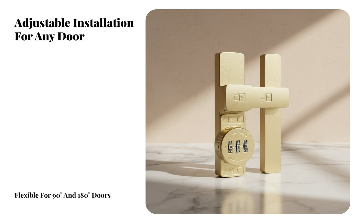 Easy Installation Drill-Tool-Less Combination Latch Zinc Alloy Construction Keyless Hasp Lock Heavy Duty 90 Degree Security Bolt Luminous Indicator for DIY Enthusiasts, Office Workers, Bathroom, Closet, Bedroom, Refrigerator